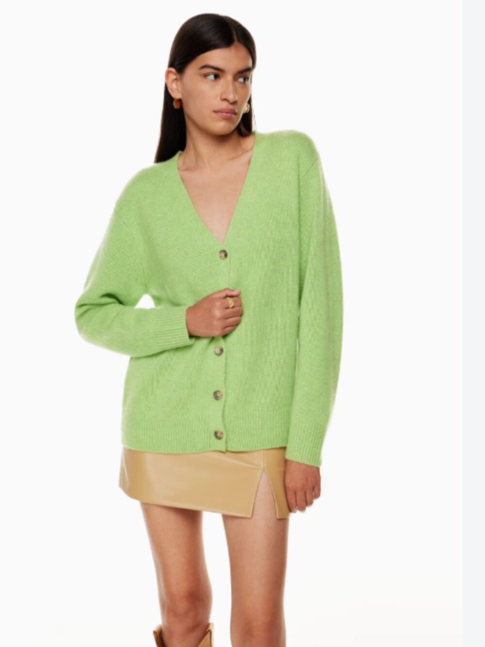 Aritzia Wilfred Cashmere Relaxed V-Neck Cardigan, Size Small